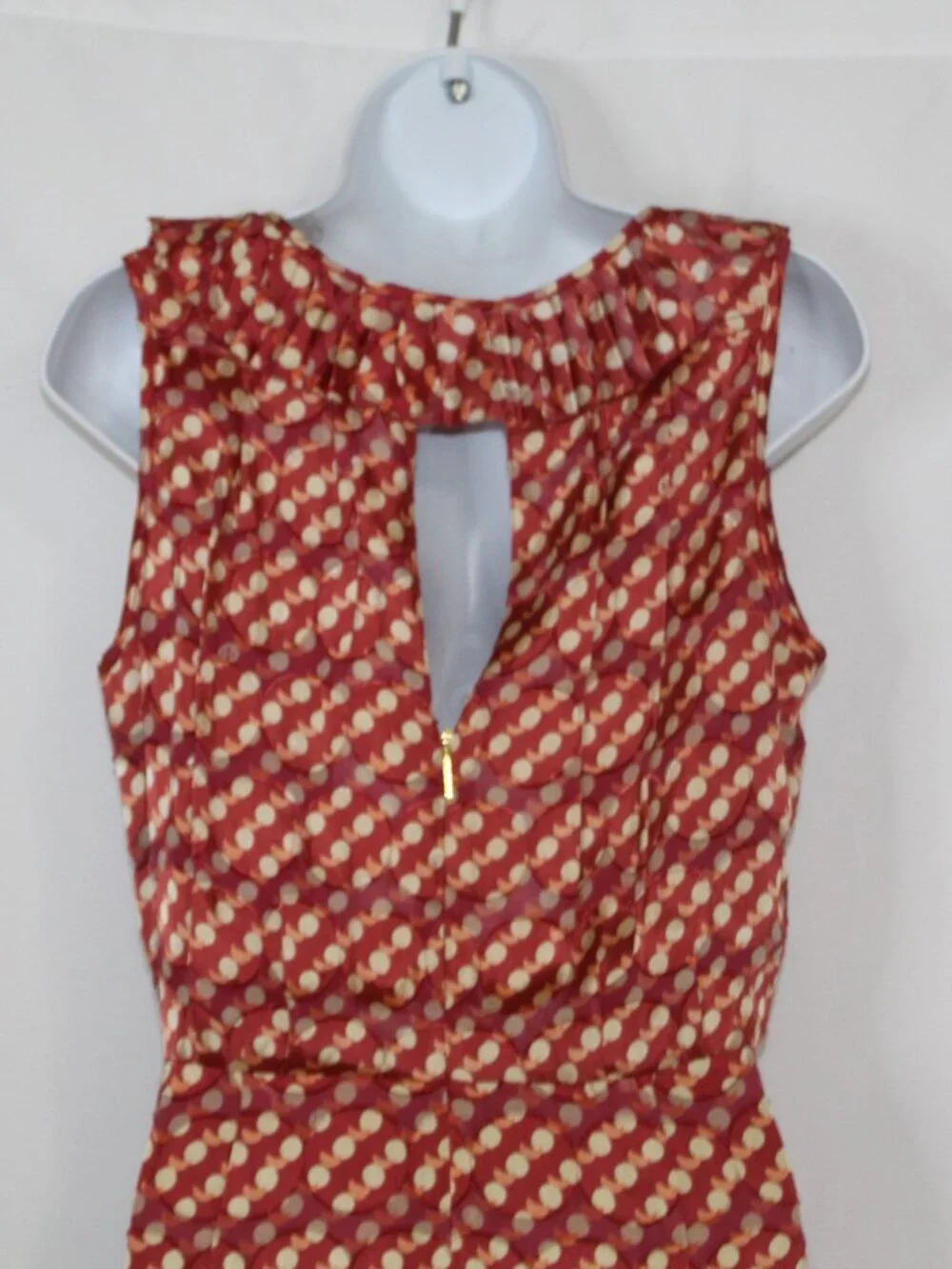 Tory Burch orange polka dot silk blend ruffle mini resort wear sleeveless